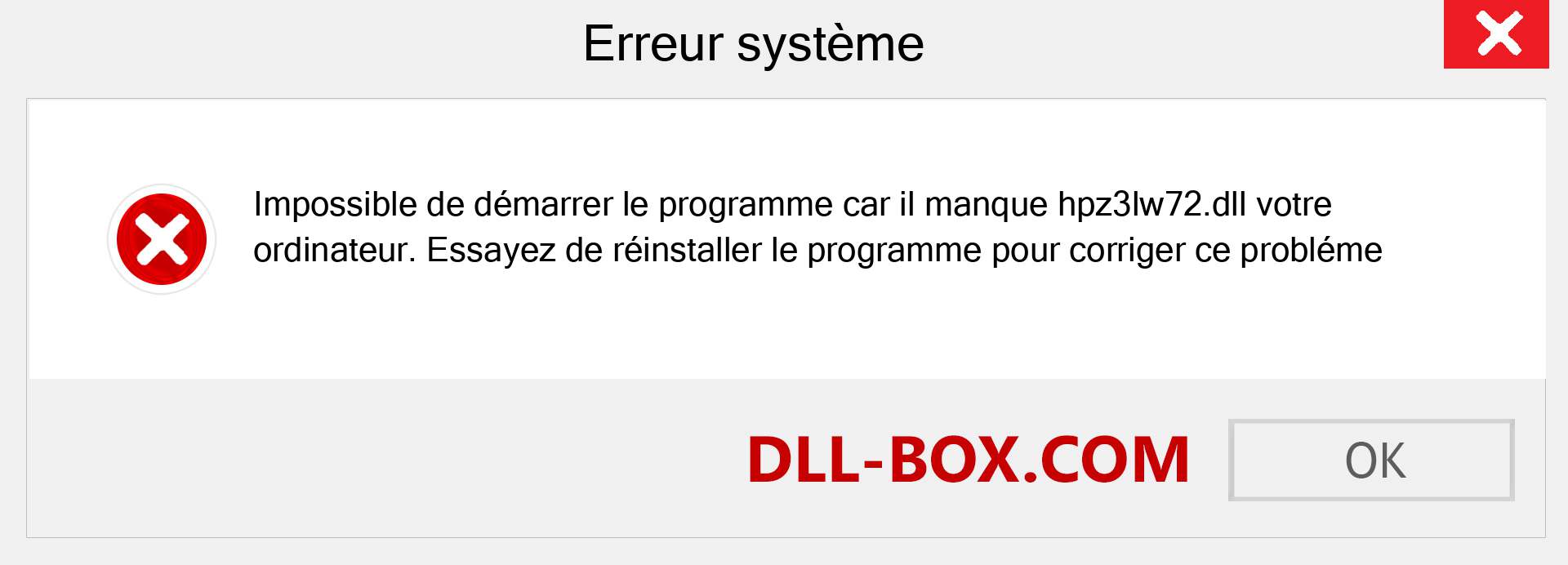 Le fichier hpz3lw72.dll est manquant ?. Télécharger pour Windows 7, 8, 10 - Correction de l'erreur manquante hpz3lw72 dll sur Windows, photos, images